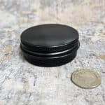Small Round Tin (53mm dia x 23mm) - Black + 0.5 mm White Topper (incl. tape) +£0.95